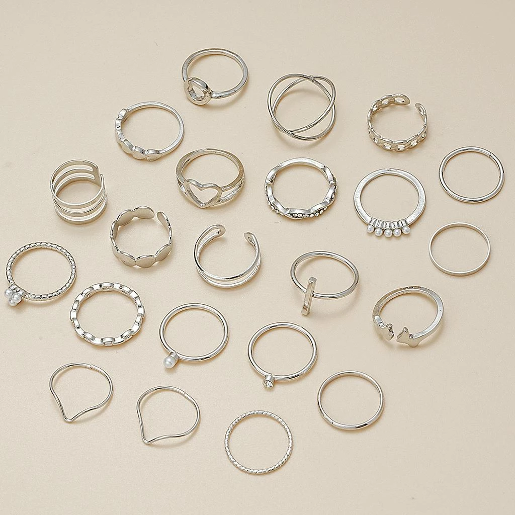 22 Pcs Conjunto De Anéis De Prata Pérola Para Jóias Unisexo
