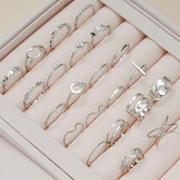22 Pcs Conjunto De Anéis De Prata Pérola Para Jóias Unisexo