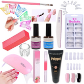 Kit Polygel Alongamento De Unha + Molde F1 + Lixa + Top Coat + Primer + Cabine Sun Mini Poligel Alongamento Unhas Poly Gel