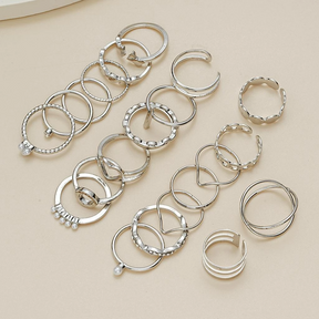 22 Pcs Conjunto De Anéis De Prata Pérola Para Jóias Unisexo